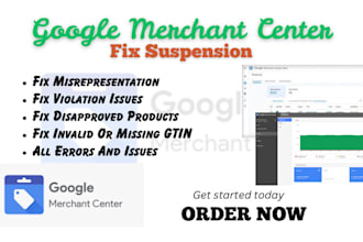 fix google merchant center suspension,misrepresentation issue and gmc errors