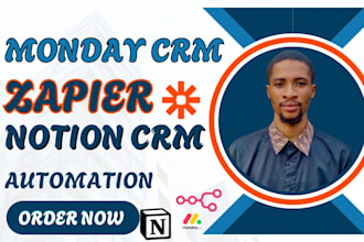 setup monday crm make com notion crm zapier n8n automation project management