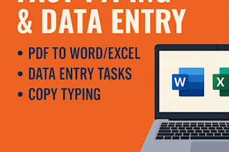 do fast typing , data entry or convert pdf to word