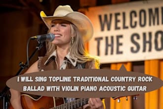sing topline traditional country rock ballad with violin piano acoustic guitar