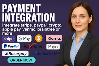 integrate stripe, paypal, crypto, klarna, venmo, braintree or any payment api