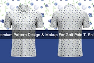 design premium custom printed pattern and mockup for golf polo t shirt