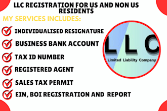 register US company registration llc, ein, boi report, and sales tax permit