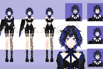 draw and rig live2d vtuber model, 2d vtuber model, live 2d vtuber commission