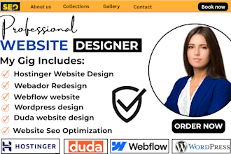 do hostinger website design or redesign, webador  website, duda website design