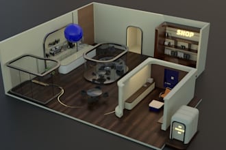 make  3d isometric gaming room and streaming room
