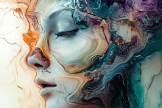 draw oil painting pop art in abstract style from photos