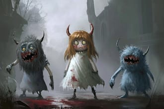 draw concept art and illustration of characters and monsters
