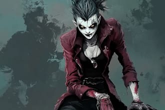 draw dark, punk, goth, horror character in like comic style