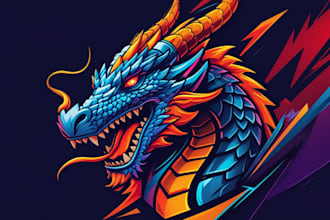 create modern dragon head logo with source file in 24 hours