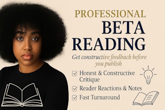 beta read your novel, short story, or manuscript