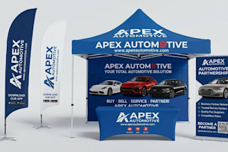 design eye catching canopy tent, feather flag, backdrop banner