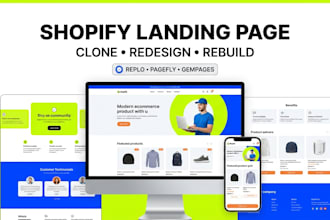 clone shopify replo landing page shopify landing page on pagefly gempages replo