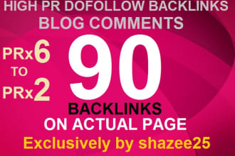 do 90 manual dofollow backlinks blog comments high PR on actual page pr6 to pr2