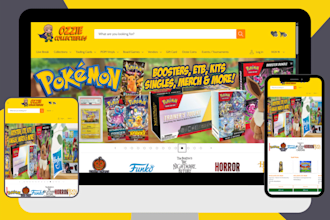 design pokemon website, trading card store, pokemon shopify store, tcg website