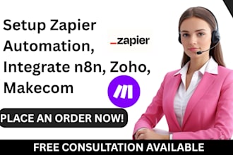setup zapier automation, integrate n8n, zoho, makecom
