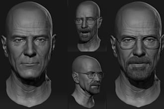 3d sculpting realistic head face bust full body in zbrush maya blender stl files