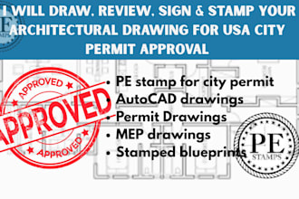 do usa pe stamp, seal architecture drawing in usa for usa city permit approval