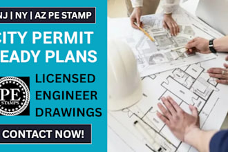 licensed plans, framing, city permit drawings with pe stamp for nj, ny, az