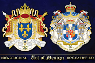make professional family crest regal heraldic coat of arms logo design