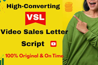 do vsl copywriting script or be your youtube scriptwriter