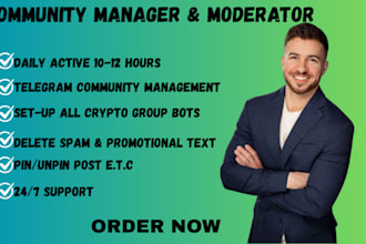 be your moderator or community manager for the 15 chatter crypto project