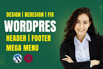 design, redesign or fix wordpress website header, footer or mega menu