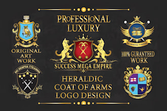 design luxury family crest regal heraldic coat of arms logo with all source file