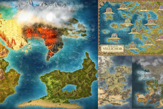 design fantasy map, landscape, travel map, game map design, ttrpg