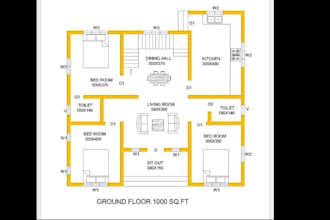 make detailed 2d floor plans with furniture layout