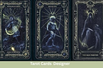 design magical fantasy tarot cards or card game illustrations