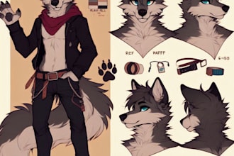draw furry ref sheet character reference sheet, furry anthro nsfw oc fursona art