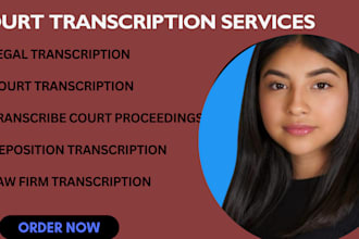 transcribe courtroom hearings, depositions, and legal meetings accurately