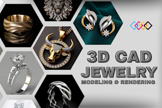 create 3d cad, jewelry design for 3d printing realistic 360 render and animation