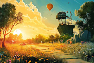 do background, landscape illustration and environment concept art