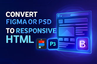 convert your figma, PSD, or xd design to responsive HTML5 css3 with bootstrap