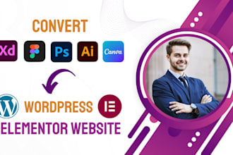 convert figma, PSD or xd to wordpress website by elementor
