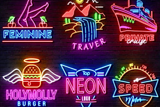 design 3d realistic neon logo creation, neon sign, and neon glowing text
