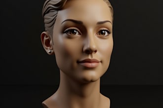 sculpt realistic 3d head, face, lifelike, bust or statue model for 3d printing