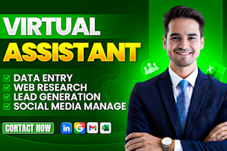 be your top virtual assistant for data entry, web research, email list building