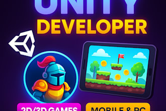 develop 2d or 3d unity games for mobile PC multiplayer and webgl