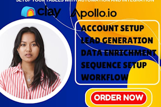 setup clay com, apollo io sequences, hubspot crm workflows, and automation