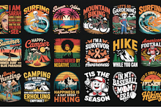 create custom graphic t shirt, retro vintage, or typography t shirt designs