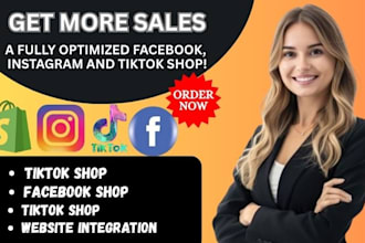 set up facebook instagram tiktok shops and integrate with website for more sales