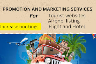 do travel site promotion, tour site and airbnb marketing to increase bookings