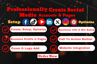 create and set up all social media accounts and pages professionally