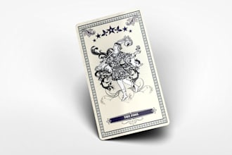 draw tarot card, playing card, board game oracle card with dark art style