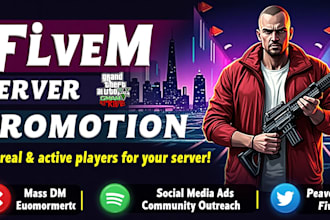 fivem server promotion,gaming server,roblox,dayz,rustminecraft discord promotion