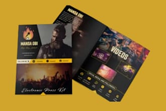 design eye catching media kit, one sheet, epk, flyer with clickable links
