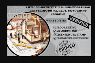 do building plan, nj, ny, fl, ca land surveyor stamp ready for city permit